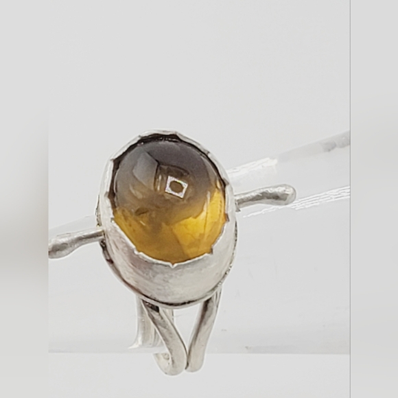 CITRINE OVAL STONE ANXIETY RELIEF RING HANDMADE IN STERLING SILVER METAL 7 - Picture 4 of 8